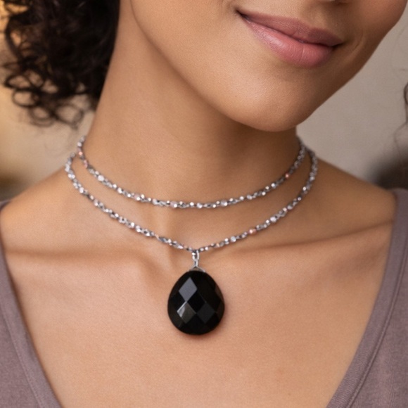 J. Jill Faceted Pendant Necklace Beaded Chain. (BJ111) - Picture 2 of 7